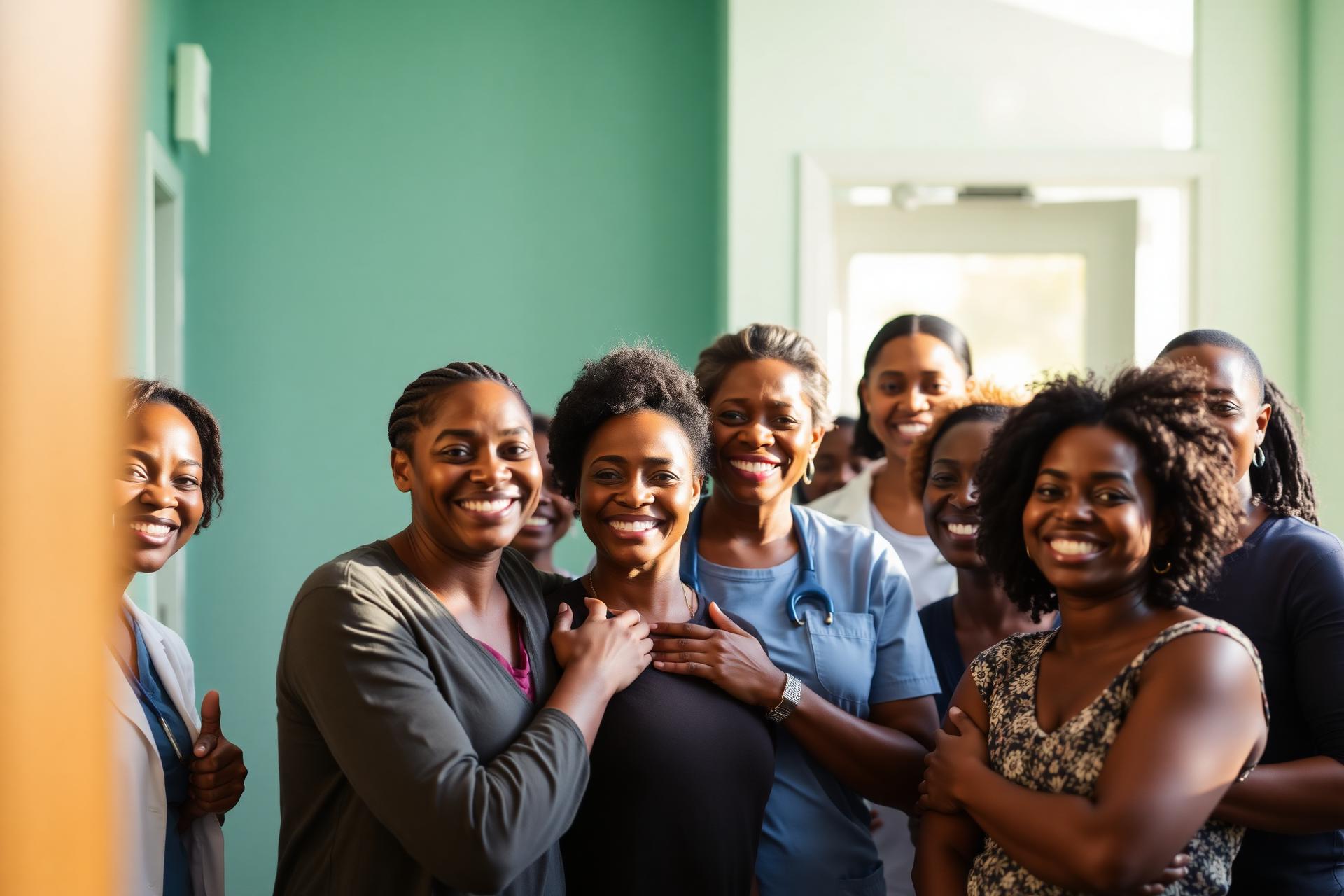Diverse community members and healthcare providers together